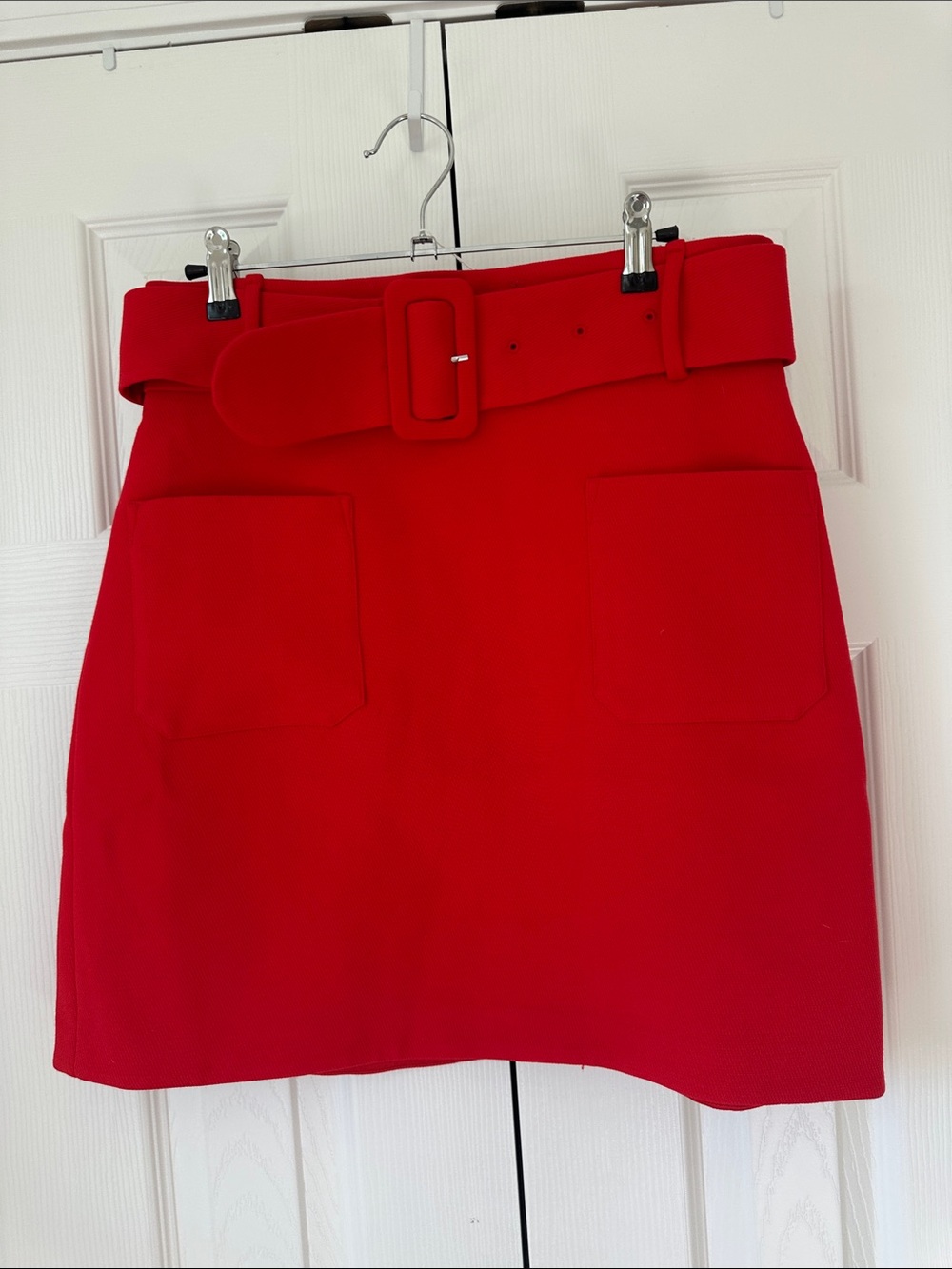 & Other Stories Bright Red Belted Pocket Mini Skirt